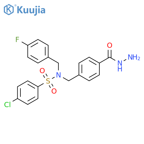 4-chloro-N-(4-fluorophenyl)methyl-N-{4-(hydrazinecarbonyl)phenylmethyl}benzene-1-sulfonamide structure