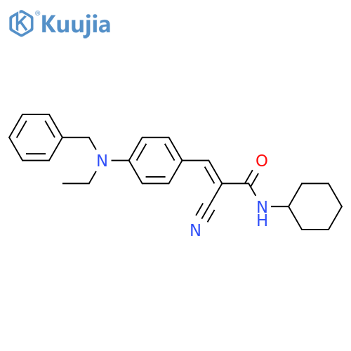 3-{4-[benzyl(ethyl)amino]phenyl}-2-cyano-N-cyclohexylprop-2-enamide structure