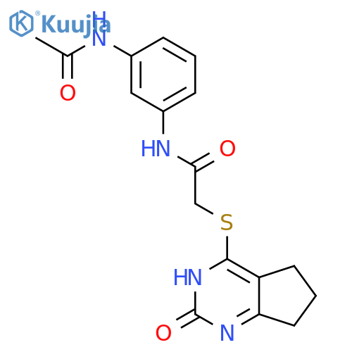 N-(3-acetamidophenyl)-2-({2-oxo-1H,2H,5H,6H,7H-cyclopenta[d]pyrimidin-4-yl}sulfanyl)acetamide structure