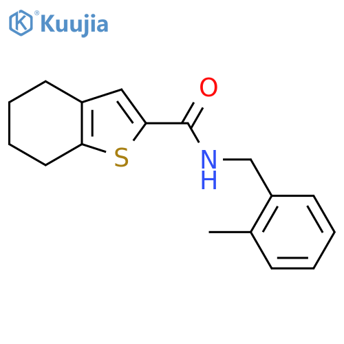 N-[(2-methylphenyl)methyl]-4,5,6,7-tetrahydro-1-benzothiophene-2-carboxamide structure