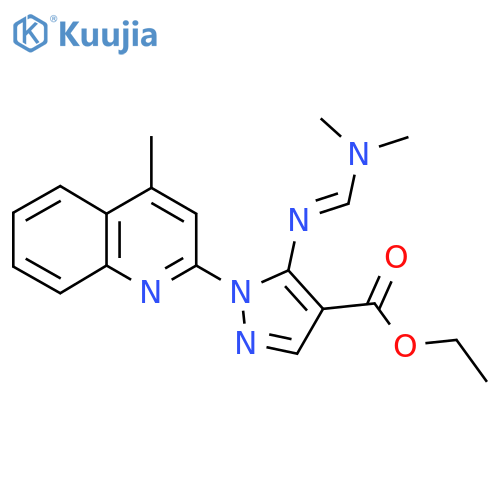 ethyl 5-[(E)-[(dimethylamino)methylidene]amino]-1-(4-methylquinolin-2-yl)-1H-pyrazole-4-carboxylate structure
