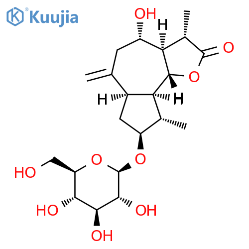 Azuleno[4,5-b]furan-2(3H)-one,8-(b-D-glucopyranosyloxy)decahydro-4-hydroxy-3,9-dimethyl-6-methylene-,(3S,3aR,4S,6aR,8S,9S,9aR,9bR)- structure