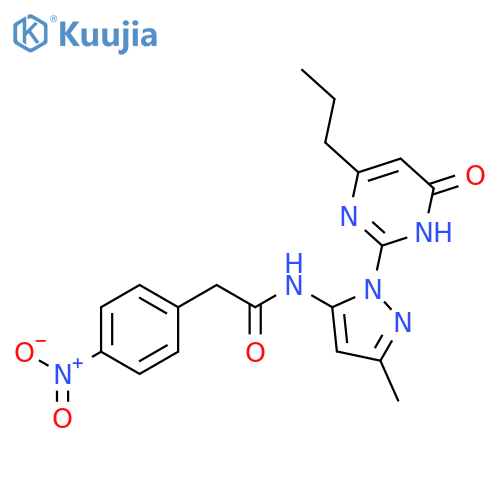 N-[3-methyl-1-(6-oxo-4-propyl-1,6-dihydropyrimidin-2-yl)-1H-pyrazol-5-yl]-2-(4-nitrophenyl)acetamide structure