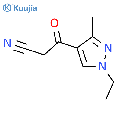 3-(1-ethyl-3-methyl-1H-pyrazol-4-yl)-3-oxopropanenitrile structure