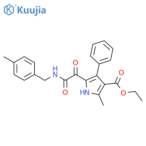 ethyl 2-methyl-5-({[(4-methylphenyl)methyl]carbamoyl}carbonyl)-4-phenyl-1H-pyrrole-3-carboxylate structure