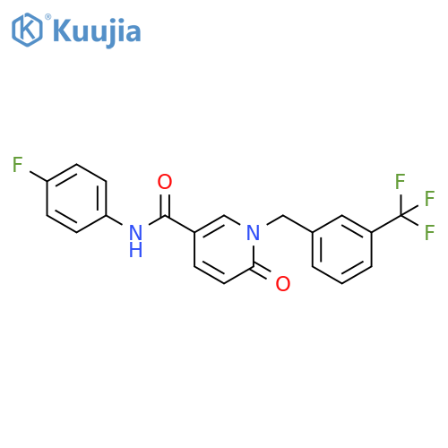 N-(4-fluorophenyl)-6-oxo-1-{[3-(trifluoromethyl)phenyl]methyl}-1,6-dihydropyridine-3-carboxamide structure