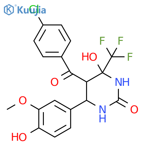 5-(4-chlorobenzoyl)-4-hydroxy-6-(4-hydroxy-3-methoxyphenyl)-4-(trifluoromethyl)-1,3-diazinan-2-one structure