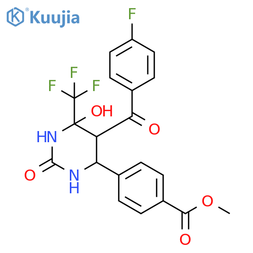 methyl 4-[5-(4-fluorobenzoyl)-6-hydroxy-2-oxo-6-(trifluoromethyl)-1,3-diazinan-4-yl]benzoate structure