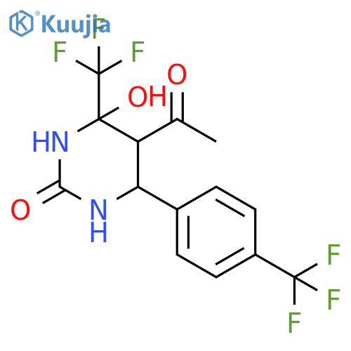5-acetyl-4-hydroxy-4-(trifluoromethyl)-6-[4-(trifluoromethyl)phenyl]-1,3-diazinan-2-one structure