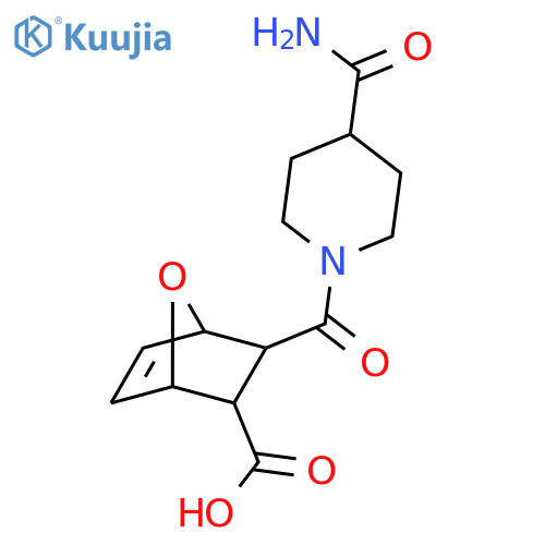 <br>3-(4-Carbamoyl-piperidine-1-carbonyl)-7-oxa-bicyclo[2.2.1]hept-5-ene-2-carb oxylic acid structure