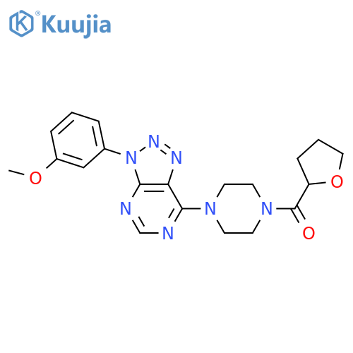 1-[3-(3-methoxyphenyl)-3H-[1,2,3]triazolo[4,5-d]pyrimidin-7-yl]-4-(oxolane-2-carbonyl)piperazine structure
