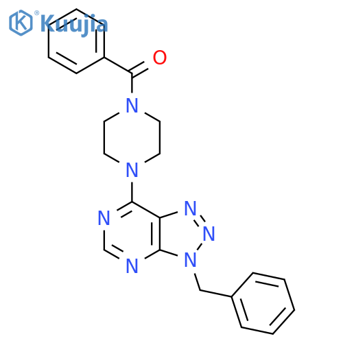 1-benzoyl-4-{3-benzyl-3H-[1,2,3]triazolo[4,5-d]pyrimidin-7-yl}piperazine structure