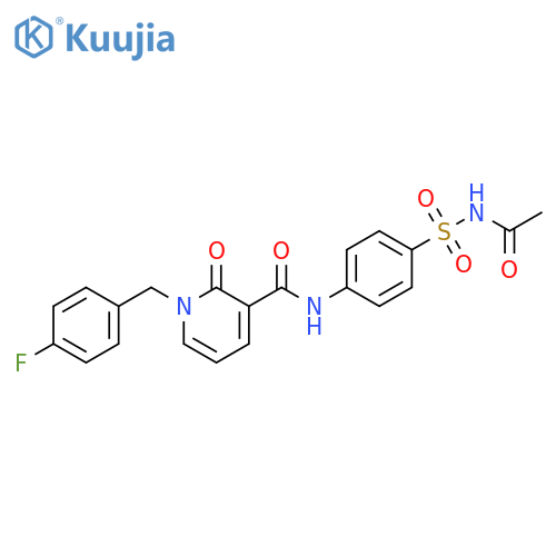 N-[4-(acetamidosulfonyl)phenyl]-1-[(4-fluorophenyl)methyl]-2-oxo-1,2-dihydropyridine-3-carboxamide structure