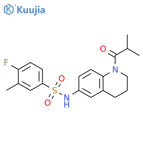 4-fluoro-3-methyl-N-[1-(2-methylpropanoyl)-1,2,3,4-tetrahydroquinolin-6-yl]benzene-1-sulfonamide structure