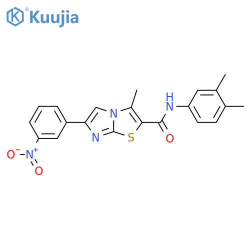 N-(3,4-dimethylphenyl)-3-methyl-6-(3-nitrophenyl)imidazo[2,1-b][1,3]thiazole-2-carboxamide structure