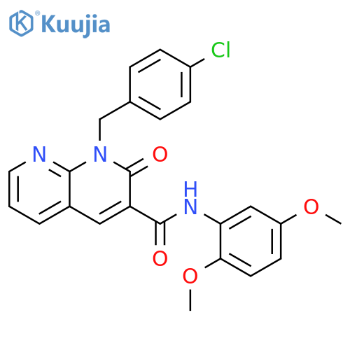1-[(4-chlorophenyl)methyl]-N-(2,5-dimethoxyphenyl)-2-oxo-1,2-dihydro-1,8-naphthyridine-3-carboxamide structure