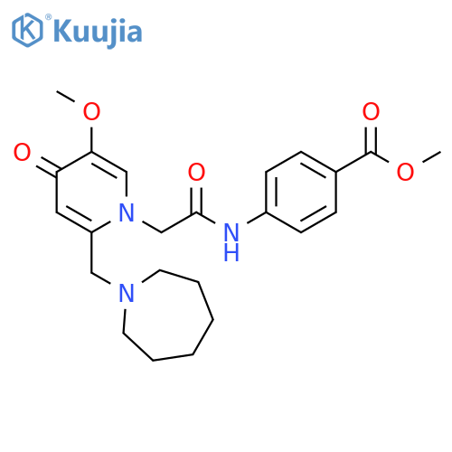 methyl 4-(2-{2-[(azepan-1-yl)methyl]-5-methoxy-4-oxo-1,4-dihydropyridin-1-yl}acetamido)benzoate structure