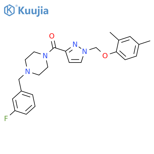 <br>[1-(2,4-Dimethyl-phenoxymethyl)-1H-pyrazol-3-yl]-[4-(3-fluoro-benzyl)-piper azin-1-yl]-methanone structure