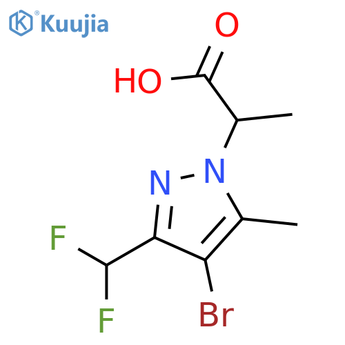 2-4-bromo-3-(difluoromethyl)-5-methyl-1H-pyrazol-1-ylpropanoic acid structure