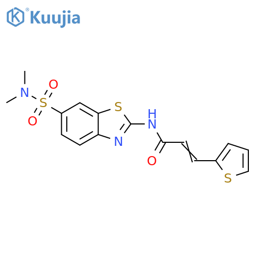 (2E)-N-[6-(dimethylsulfamoyl)-1,3-benzothiazol-2-yl]-3-(thiophen-2-yl)prop-2-enamide structure