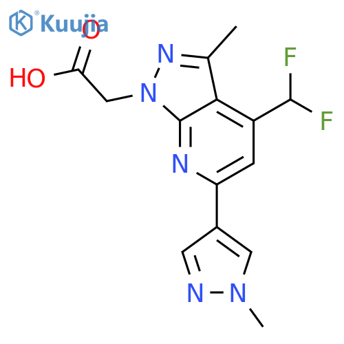 2-4-(difluoromethyl)-3-methyl-6-(1-methyl-1H-pyrazol-4-yl)-1H-pyrazolo3,4-bpyridin-1-ylacetic acid structure