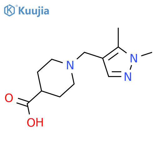 1-(1,5-dimethyl-1H-pyrazol-4-yl)methylpiperidine-4-carboxylic acid structure