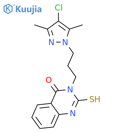 <br>3-(3-(4-Chloro-3,5-dimethyl-1H-pyrazol-1-yl)propyl)-2-mercaptoquinazolin-4( 3H)-one structure