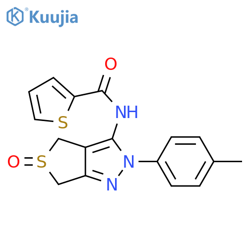 N-[2-(4-methylphenyl)-5-oxo-2H,4H,6H-5lambda4-thieno[3,4-c]pyrazol-3-yl]thiophene-2-carboxamide structure