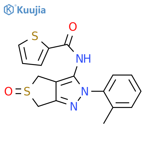 N-[2-(2-methylphenyl)-5-oxo-2H,4H,6H-5lambda4-thieno[3,4-c]pyrazol-3-yl]thiophene-2-carboxamide structure