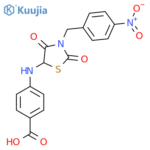 4-({3-[(4-nitrophenyl)methyl]-2,4-dioxo-1,3-thiazolidin-5-yl}amino)benzoic acid structure