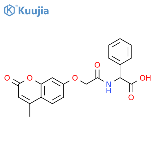 2-(2-((4-methyl-2-oxo-2H-chromen-7-yl)oxy)acetamido)-2-phenylacetic acid structure