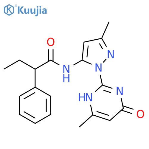 N-[3-methyl-1-(4-methyl-6-oxo-1,6-dihydropyrimidin-2-yl)-1H-pyrazol-5-yl]-2-phenylbutanamide structure