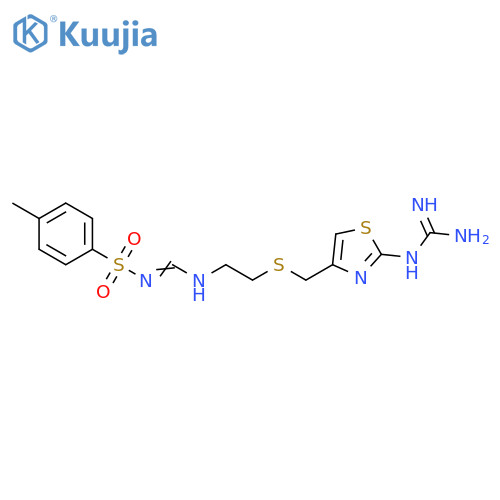 Benzenesulfonamide,N-[[[2-[[[2-[(aminoiminomethyl)amino]-4-thiazolyl]methyl]thio]ethyl]amino]methylene]-4-methyl- structure