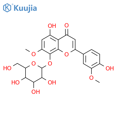 8-(beta-D-Glucopyranosyloxy)-5-hydroxy-2-(4-hydroxy-3-methoxyphenyl)-7-methoxy-4H-1-benzopyran-4-one structure