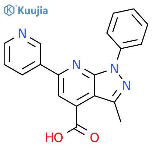 3-methyl-1-phenyl-6-(pyridin-3-yl)-1H-pyrazolo3,4-bpyridine-4-carboxylic acid structure