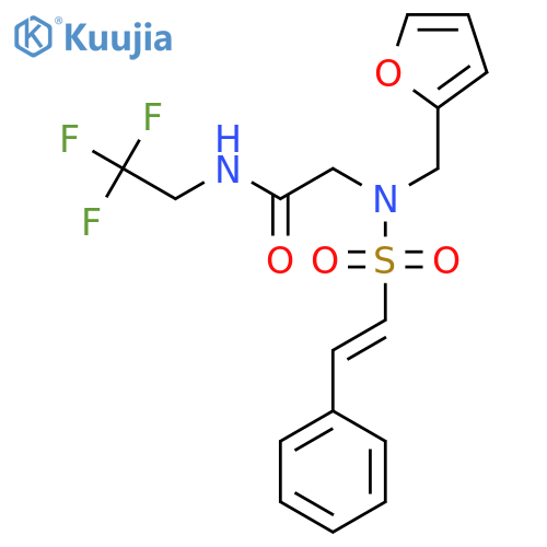 2-{N-[(furan-2-yl)methyl]2-phenylethenesulfonamido}-N-(2,2,2-trifluoroethyl)acetamide structure