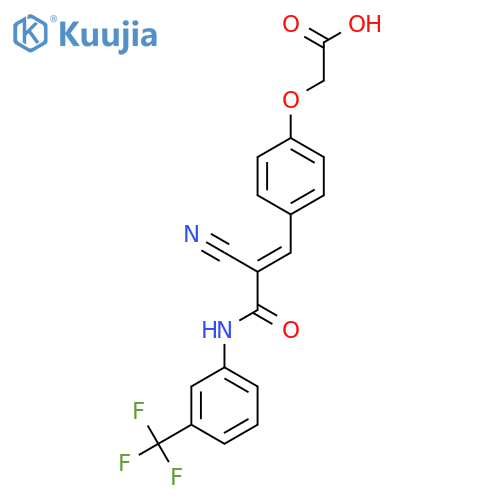 2-[4-(2-Cyano-2-{[3-(trifluoromethyl)phenyl]carbamoyl}eth-1-en-1-yl)phenoxy]acetic acid structure