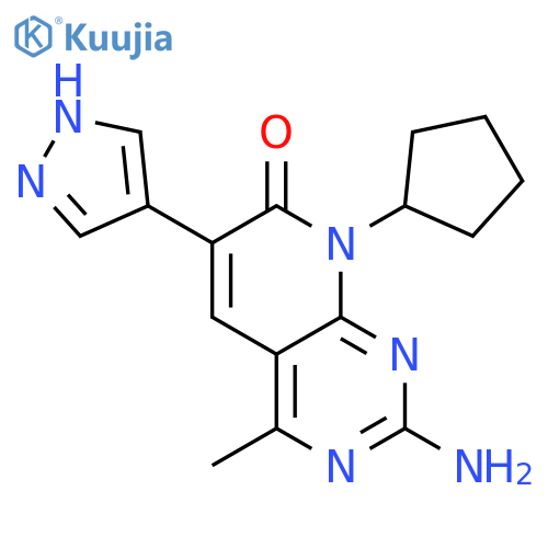 Pyrido[2,3-d]pyrimidin-7(8H)-one, 2-amino-8-cyclopentyl-4-methyl-6-(1H-pyrazol-4-yl)- structure
