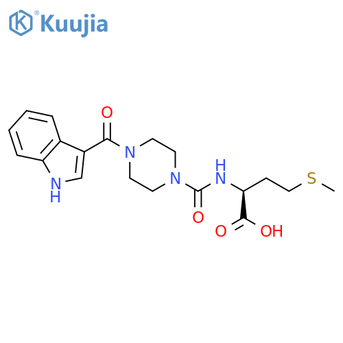 (2S)-2-[[4-(1H-indole-3-carbonyl)piperazine-1-carbonyl]amino]-4-methylsulfanyl-butanoic acid structure