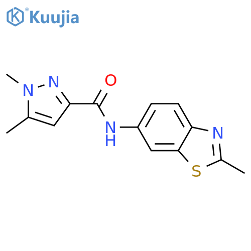 1,5-dimethyl-N-(2-methyl-1,3-benzothiazol-6-yl)-1H-pyrazole-3-carboxamide structure