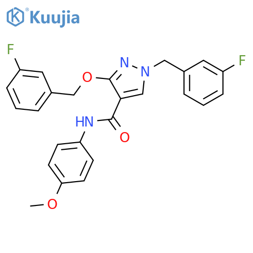 3-[(3-fluorophenyl)methoxy]-1-[(3-fluorophenyl)methyl]-N-(4-methoxyphenyl)-1H-pyrazole-4-carboxamide structure