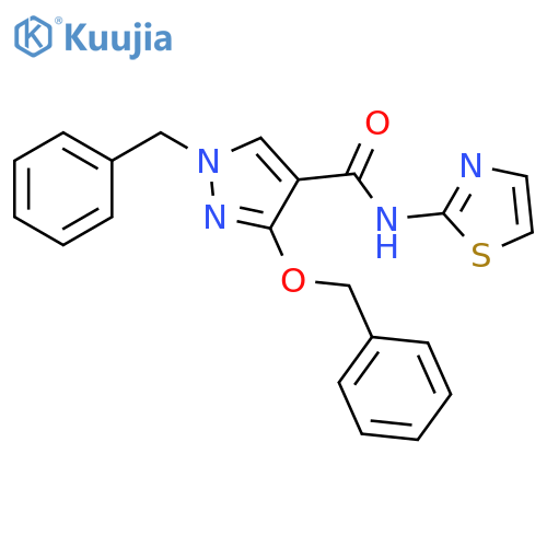1-benzyl-3-(benzyloxy)-N-(1,3-thiazol-2-yl)-1H-pyrazole-4-carboxamide structure