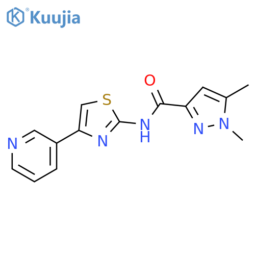 1,5-dimethyl-N-[4-(pyridin-3-yl)-1,3-thiazol-2-yl]-1H-pyrazole-3-carboxamide structure