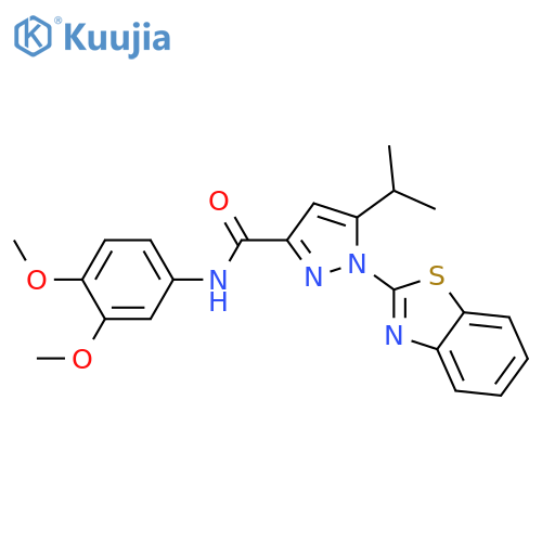 1-(1,3-benzothiazol-2-yl)-N-(3,4-dimethoxyphenyl)-5-(propan-2-yl)-1H-pyrazole-3-carboxamide structure