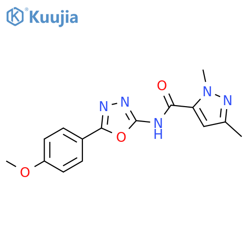 N-[5-(4-methoxyphenyl)-1,3,4-oxadiazol-2-yl]-1,3-dimethyl-1H-pyrazole-5-carboxamide structure