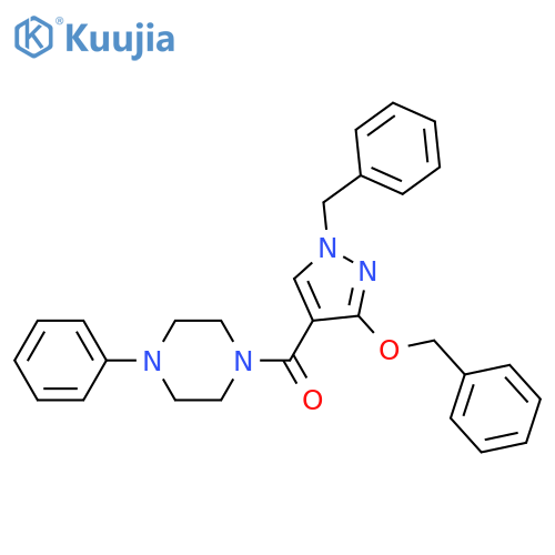 1-[1-benzyl-3-(benzyloxy)-1H-pyrazole-4-carbonyl]-4-phenylpiperazine structure