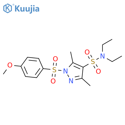 N,N-diethyl-1-(4-methoxybenzenesulfonyl)-3,5-dimethyl-1H-pyrazole-4-sulfonamide structure