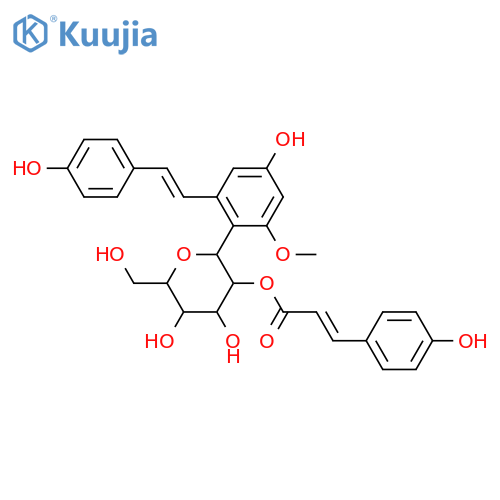 2-Glucosyl-3,4',5-trihydroxystilbene; (E)-form, 3-Me ether, 2''-O-(4-hydroxy-E-cinnamoyl) structure