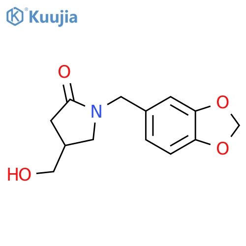 1-[(2H-1,3-benzodioxol-5-yl)methyl]-4-(hydroxymethyl)pyrrolidin-2-one structure