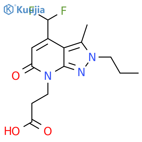 3-4-(difluoromethyl)-3-methyl-6-oxo-2-propyl-2H,6H,7H-pyrazolo3,4-bpyridin-7-ylpropanoic acid structure